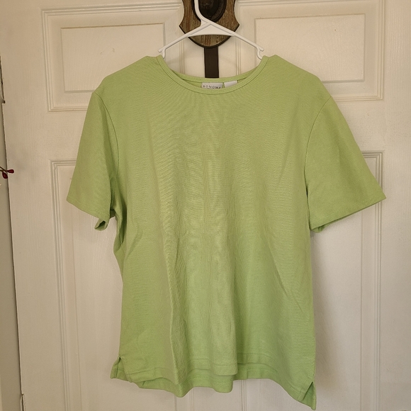 (446) Sonoma Woman's Short Sleeve Crewneck Blouse, Size: XL Color: Green - Picture 3 of 13